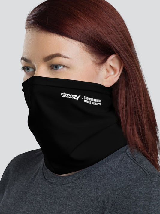 Black Snowboarding Makes Me Happy Neck Gaiter - STEEZY Clothing
