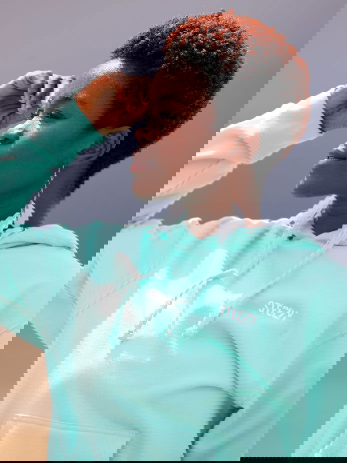 Mint Steezy Text Left Chest Hoodie (S) - STEEZY Clothing