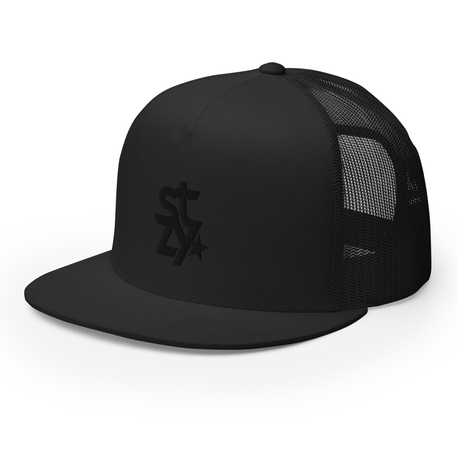 STZY Star Trucker Hat (Black/Black) - STEEZY Clothing
