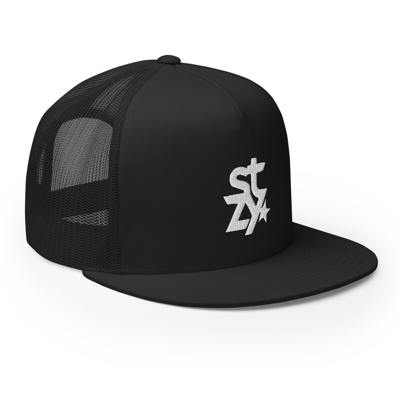 STZY Star Trucker Hat (White/Black) - STEEZY Clothing