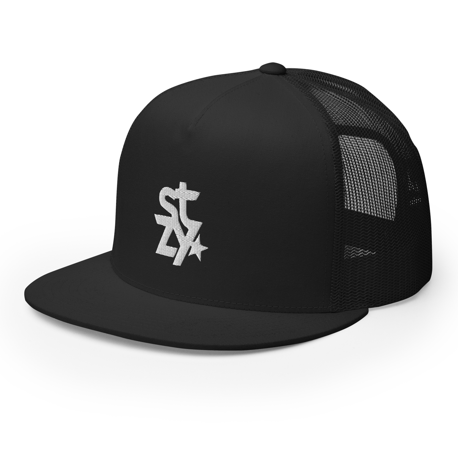 STZY Star Trucker Hat (White/Black) - STEEZY Clothing