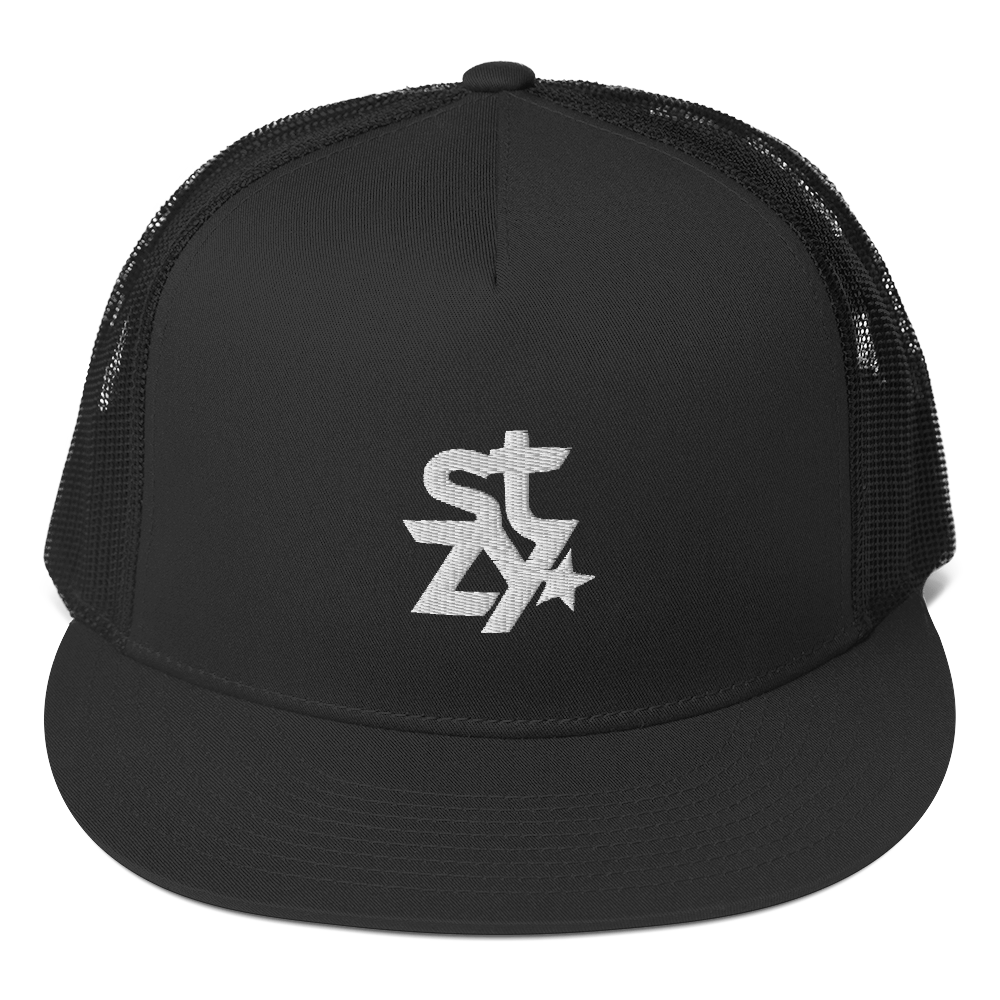 STZY Star Trucker Hat (White/Black) - STEEZY Clothing