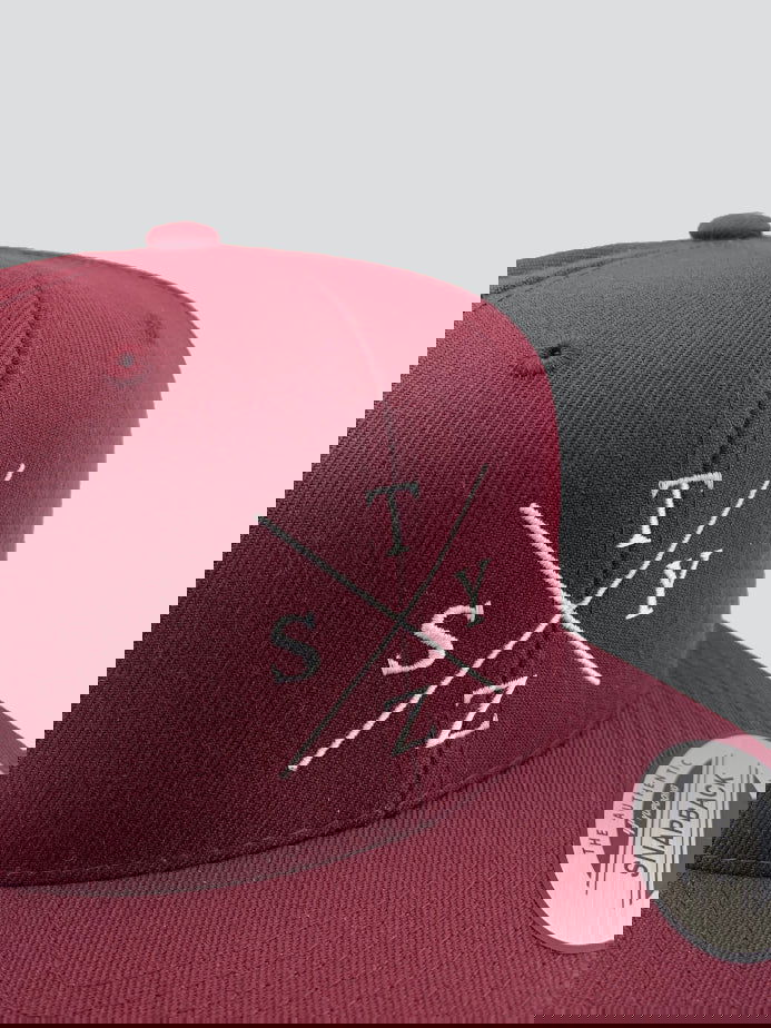 STZY X Snapback Hat (White/Maroon) - STEEZY Clothing