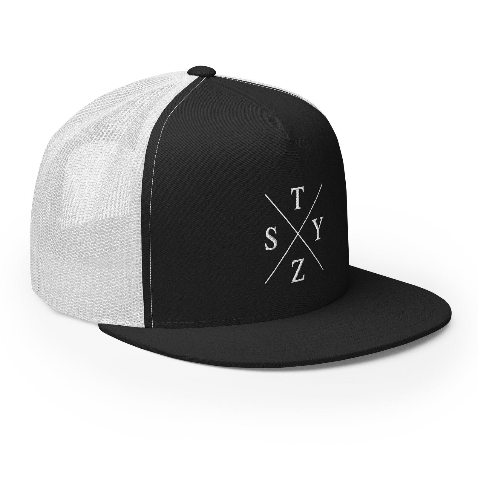 STZY X Trucker Hat (White/B&W) - STEEZY Clothing