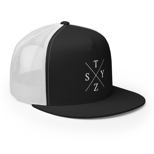 STZY X Trucker Hat (White/B&W) - STEEZY Clothing