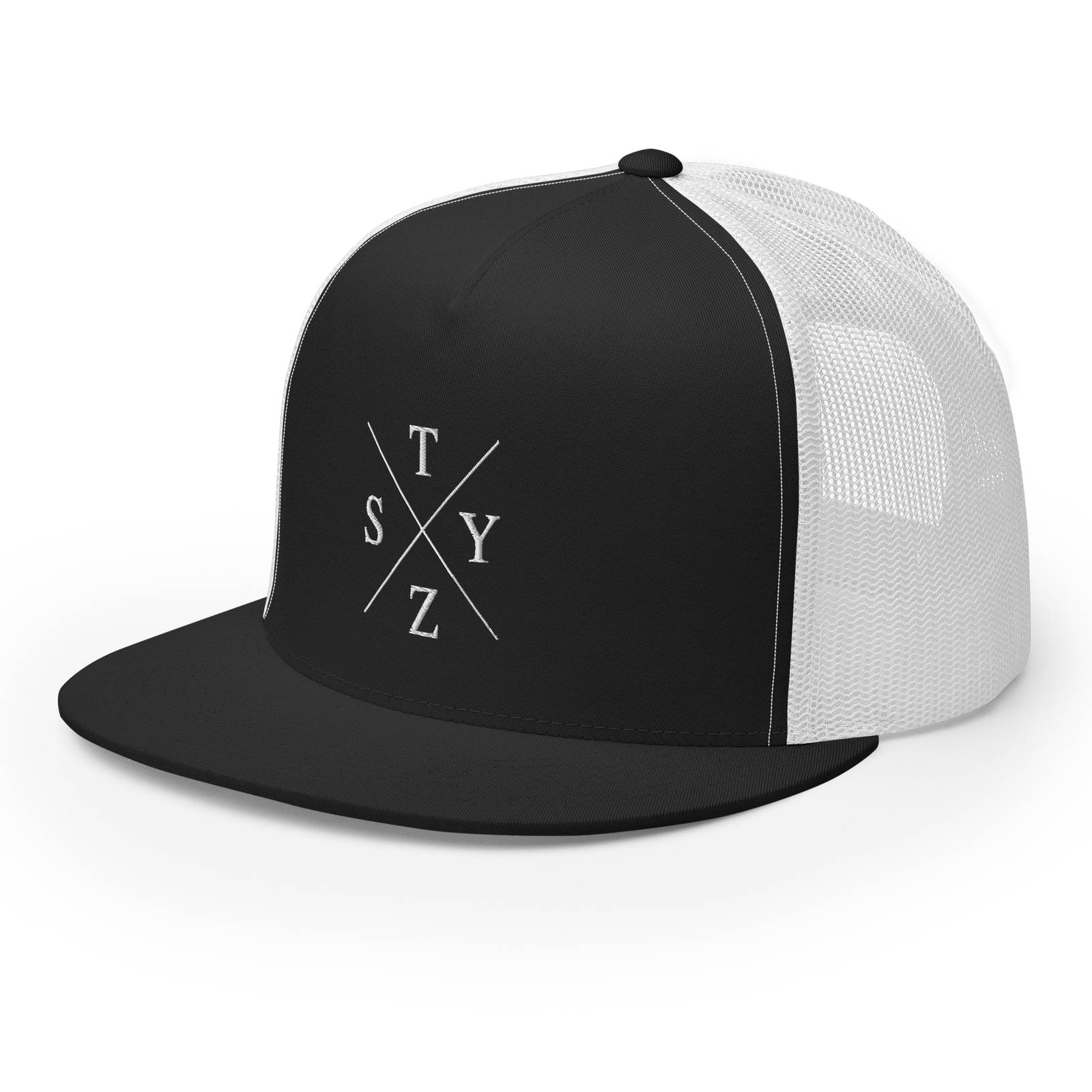 STZY X Trucker Hat (White/B&W) - STEEZY Clothing