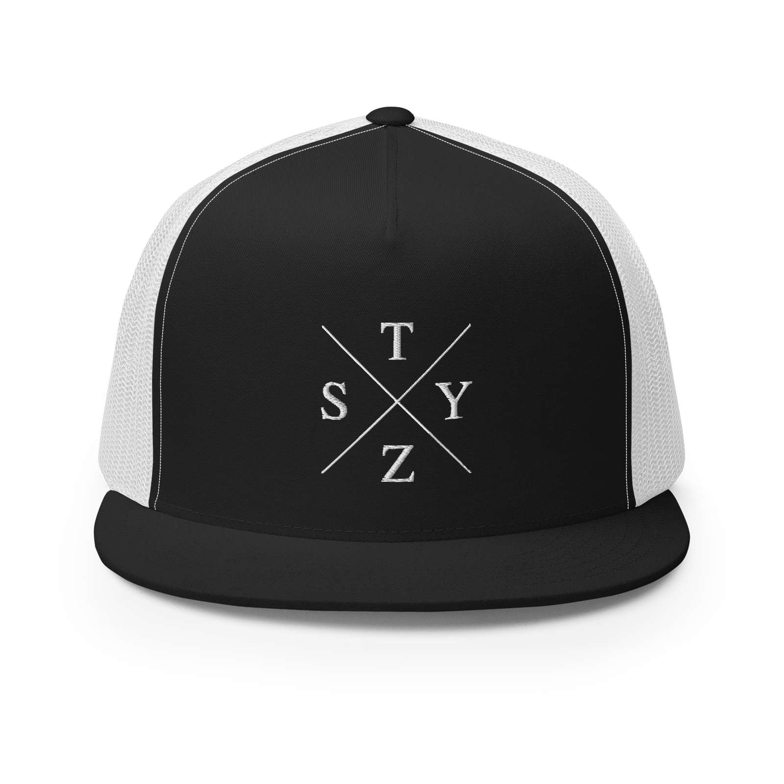 STZY X Trucker Hat (White/B&W) - STEEZY Clothing