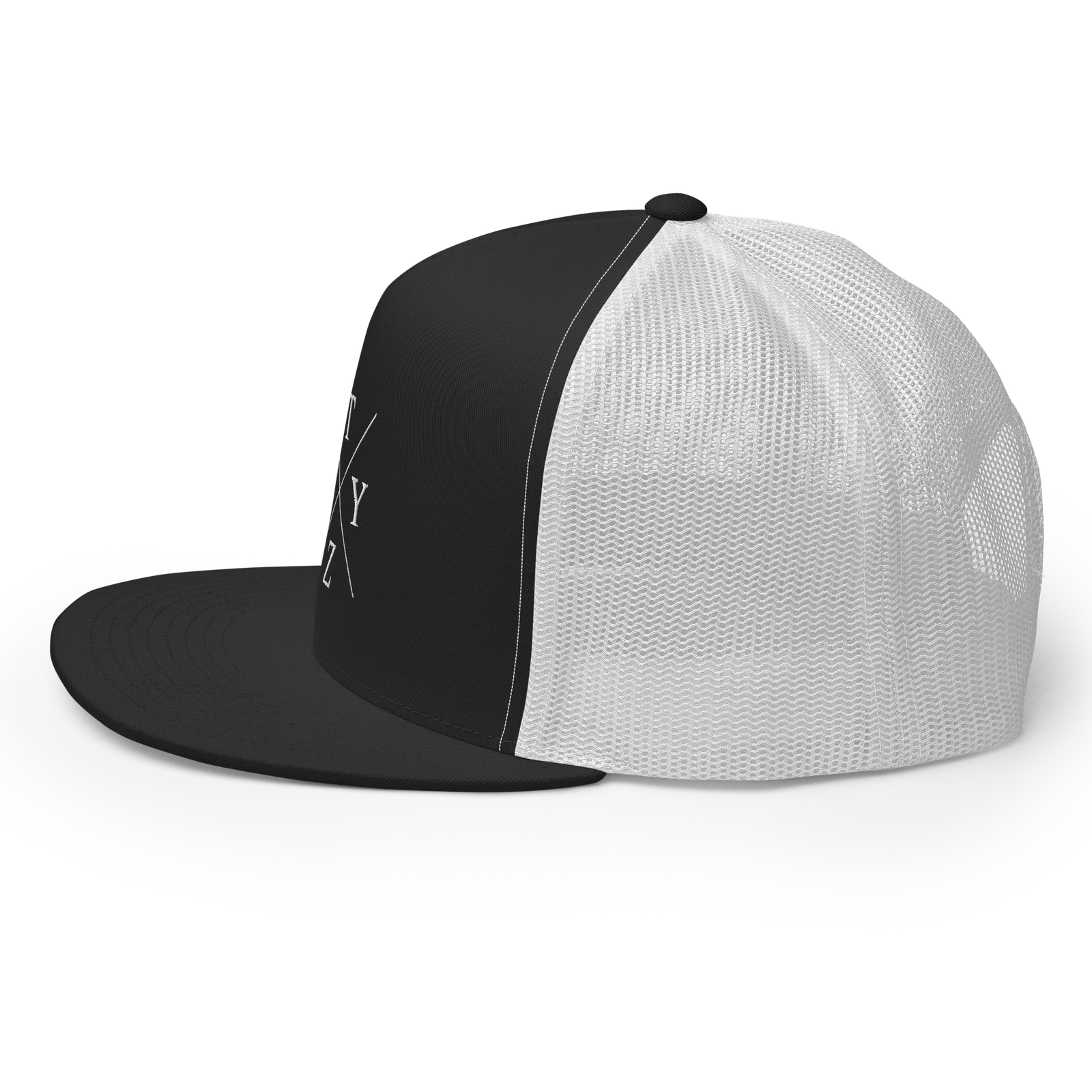 STZY X Trucker Hat (White/B&W) - STEEZY Clothing