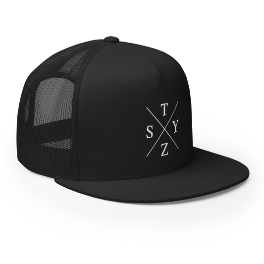 STZY X Trucker Hat (White/Black) - STEEZY Clothing
