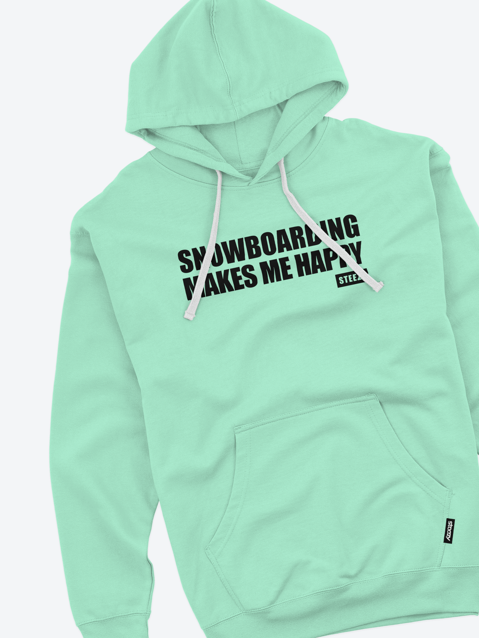 Snowboarding Makes Me Happy Hoodie - Mint (M, XL) - STEEZY Clothing