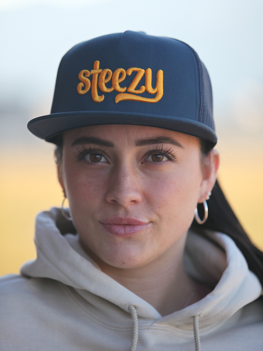 Steezy Groovy Trucker Hat (Gold/Navy) - STEEZY Clothing