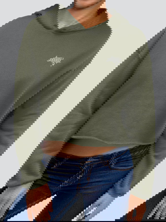 Steezy Script Embroidered Crop Hoodie - STEEZY Clothing