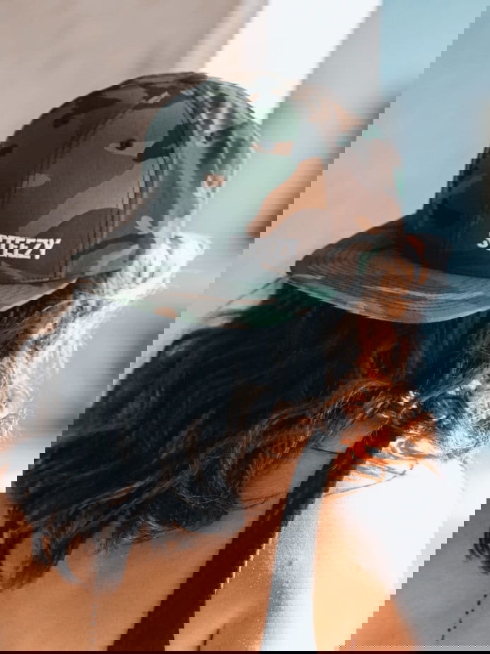 Steezy Small Text Snapback Hat (White/Camo) - STEEZY Clothing