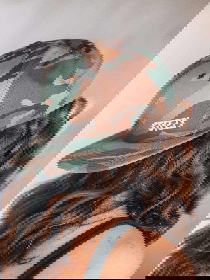 Steezy Small Text Snapback Hat (White/Camo) - STEEZY Clothing