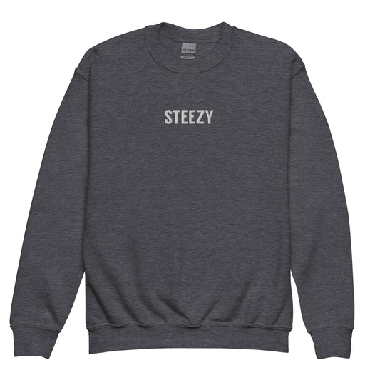 Steezy Text Center Embroidered Youth Sweatshirt - STEEZY Clothing