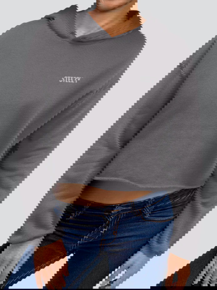 Steezy Text Embroidered Crop Hoodie - STEEZY Clothing