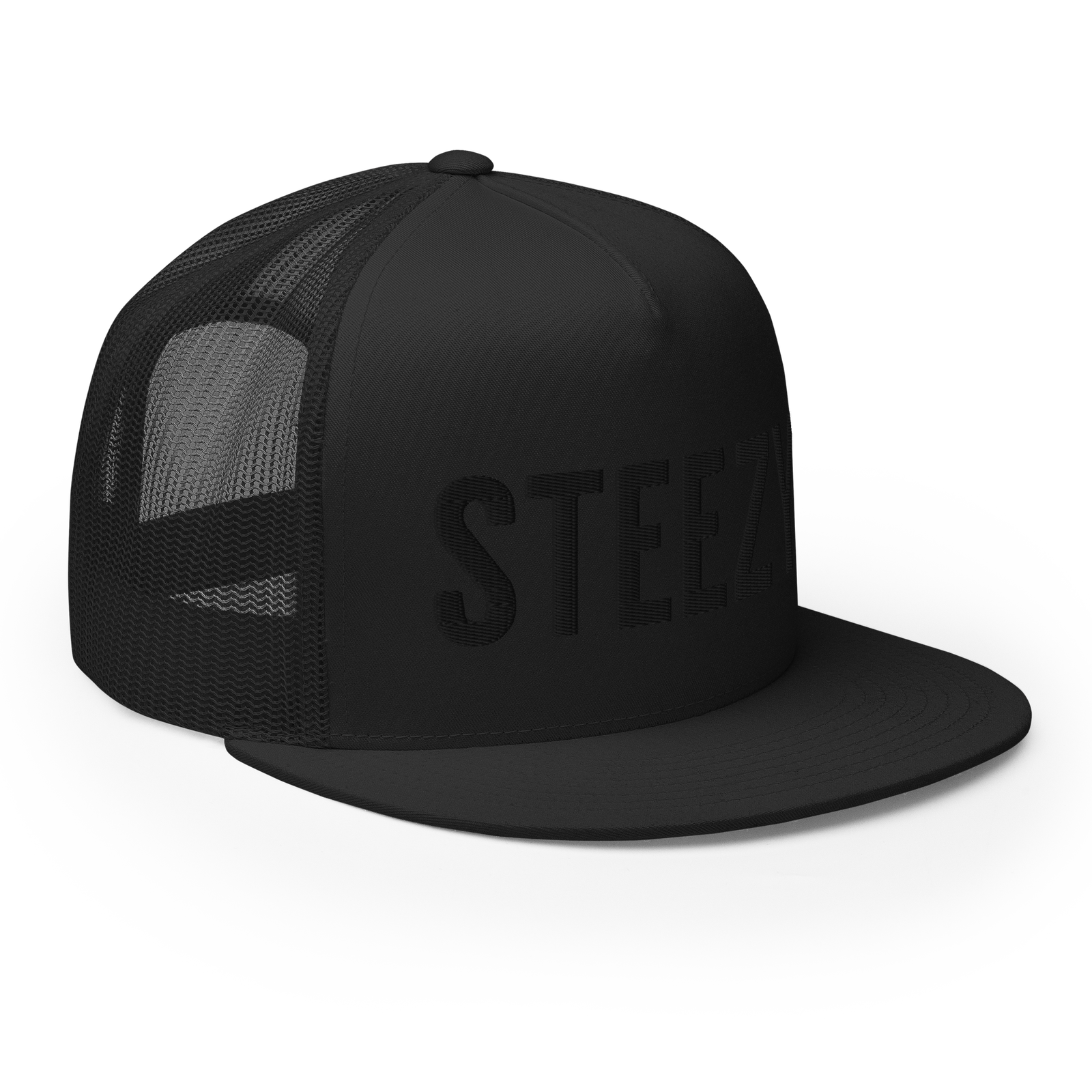 Straight Steezy Trucker Hat (Black/Black) - STEEZY Clothing