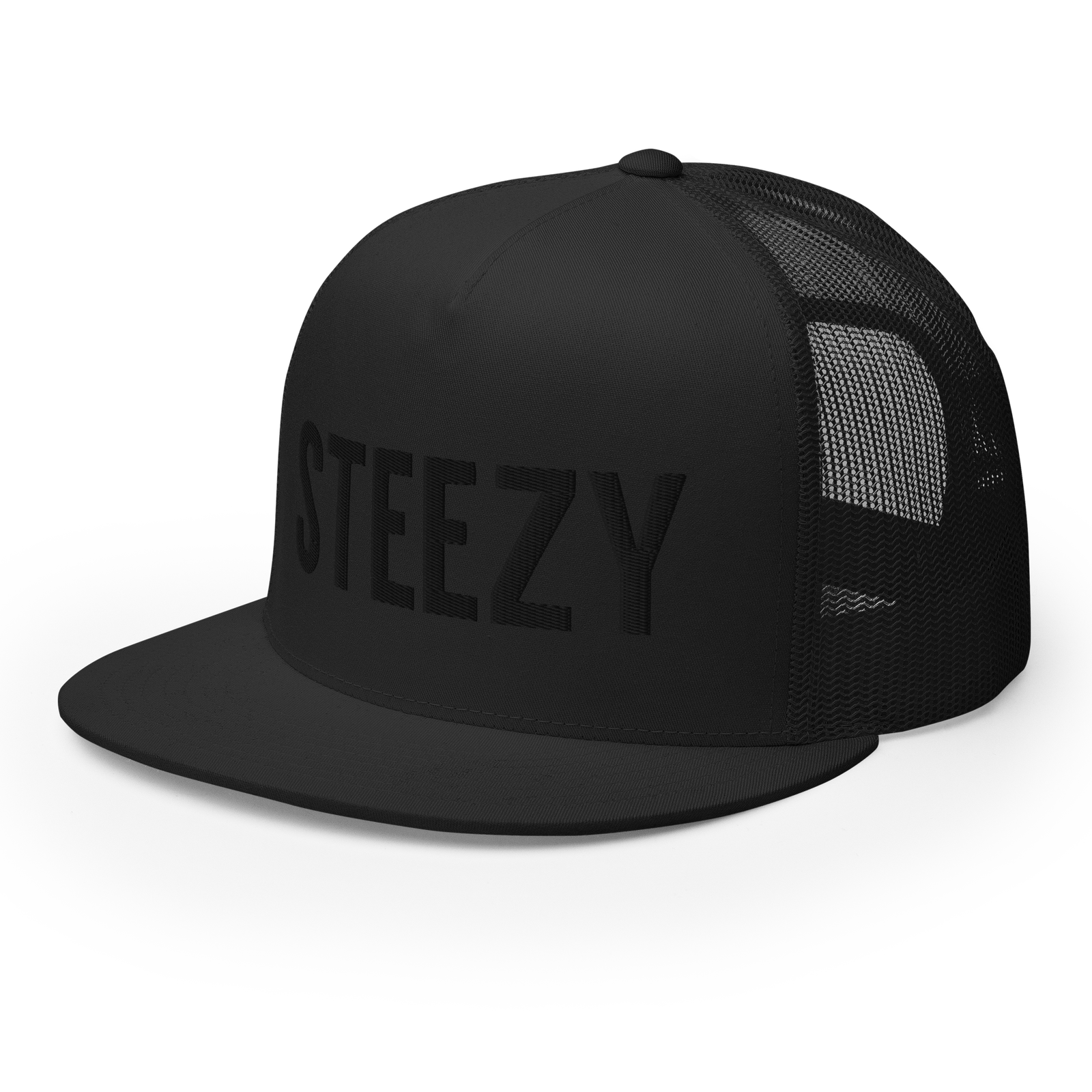 Straight Steezy Trucker Hat (Black/Black) - STEEZY Clothing