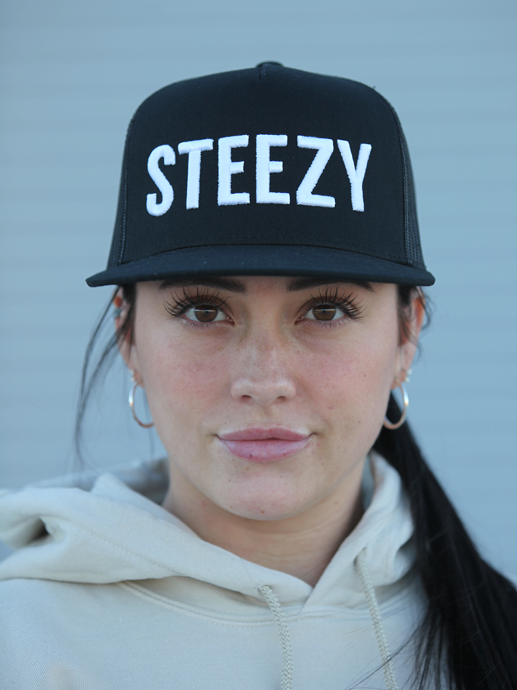 Straight Steezy Trucker Hat (White/Black) - STEEZY Clothing