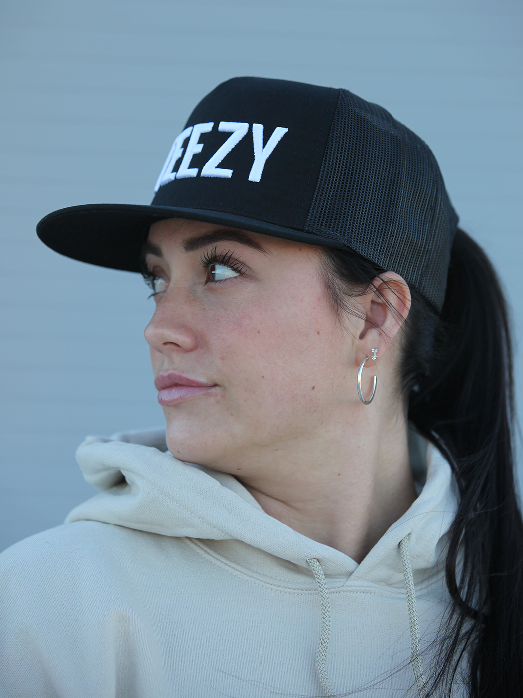 Straight Steezy Trucker Hat (White/Black) - STEEZY Clothing