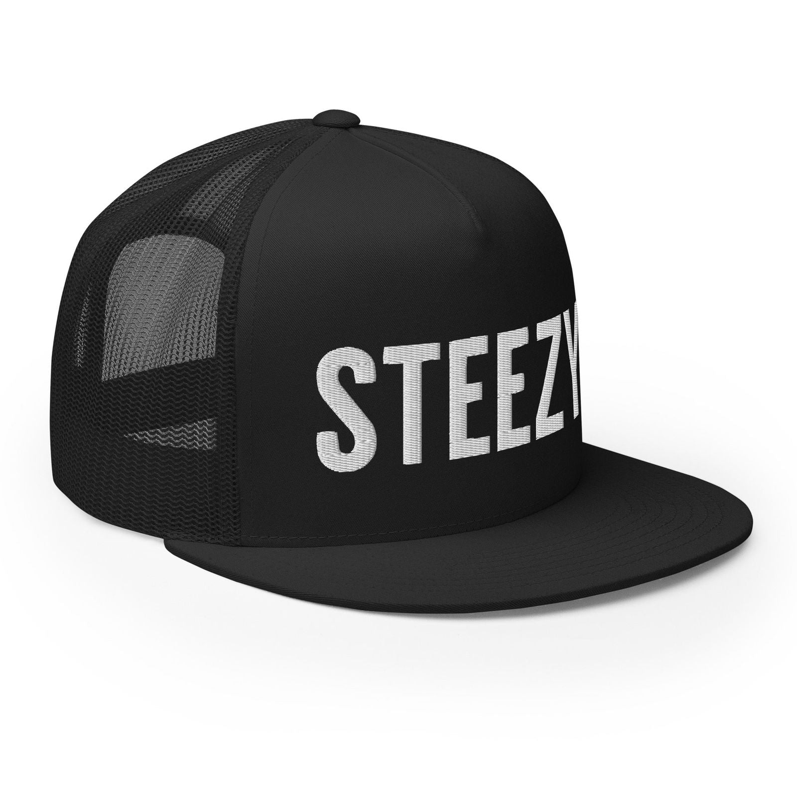 Straight Steezy Trucker Hat (White/Black) - STEEZY Clothing