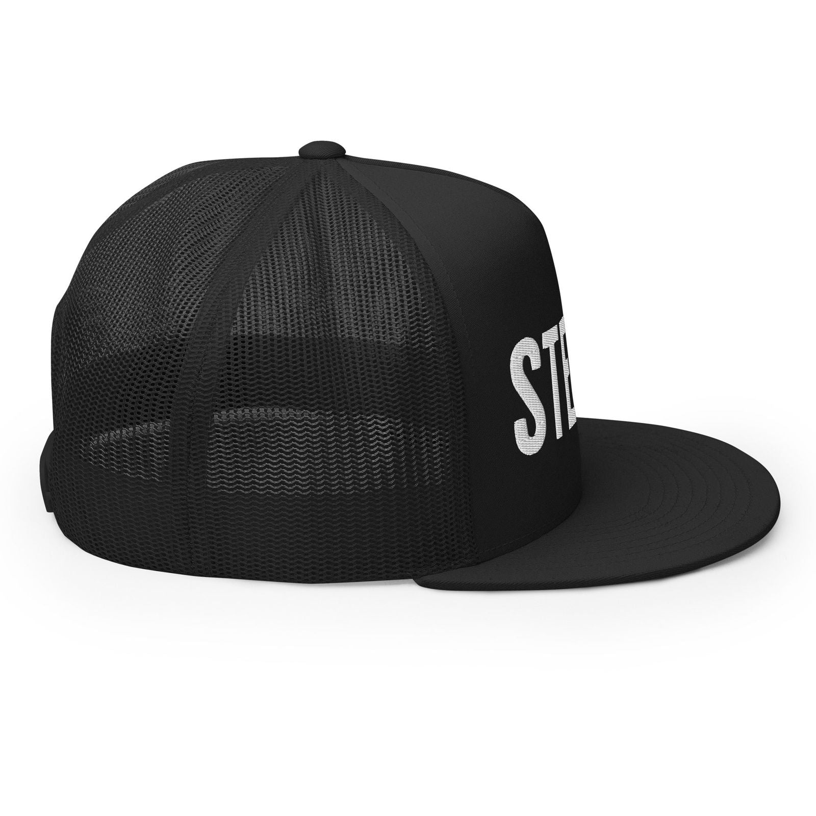 Straight Steezy Trucker Hat (White/Black) - STEEZY Clothing