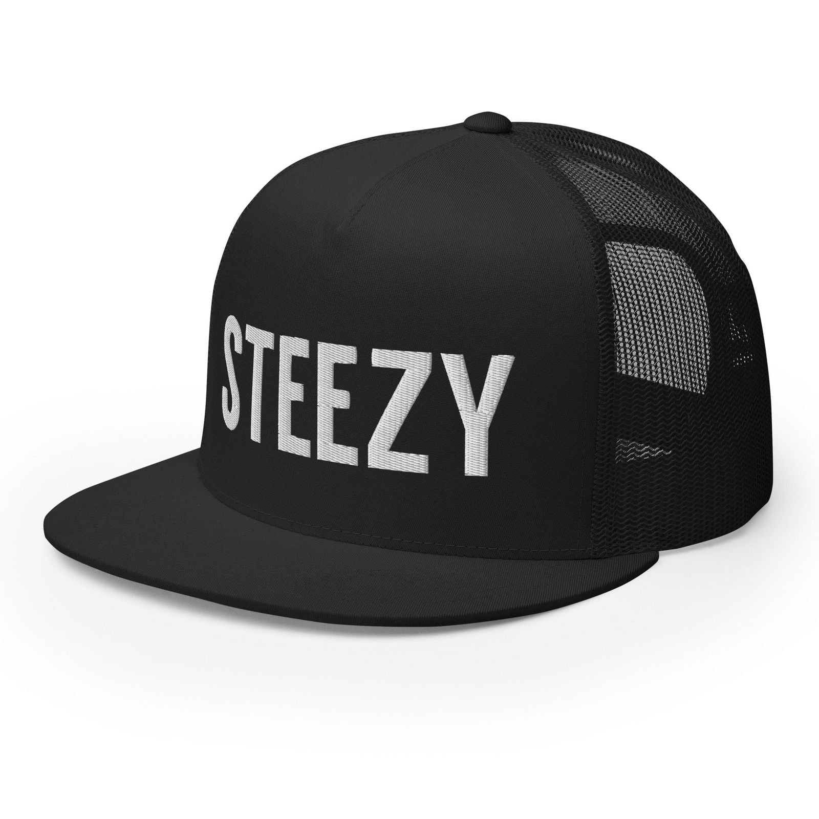 Straight Steezy Trucker Hat (White/Black) - STEEZY Clothing