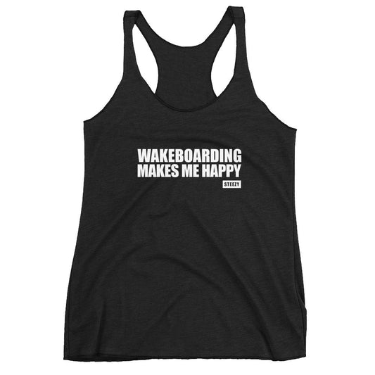 Wakeboarding Makes Me Happy Racerback Tank - STEEZY Clothing