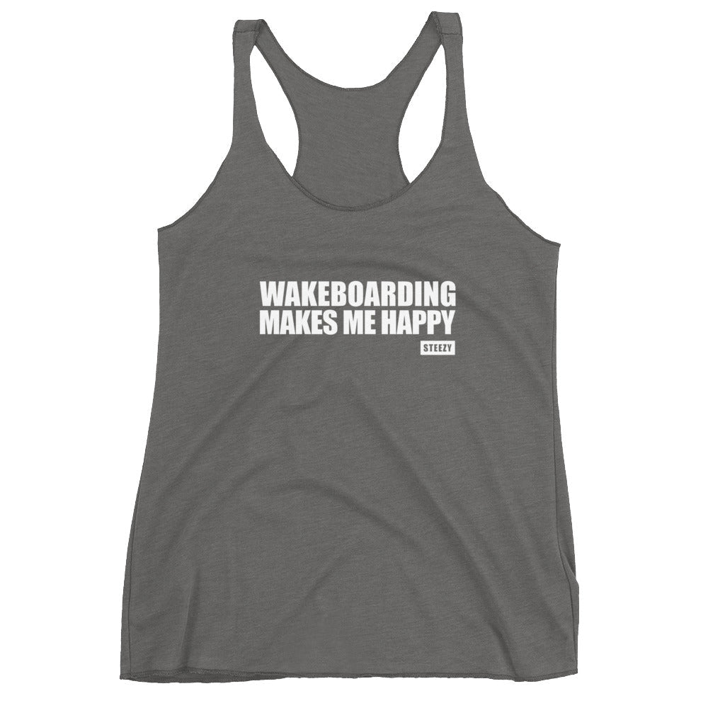 Wakeboarding Makes Me Happy Racerback Tank - STEEZY Clothing