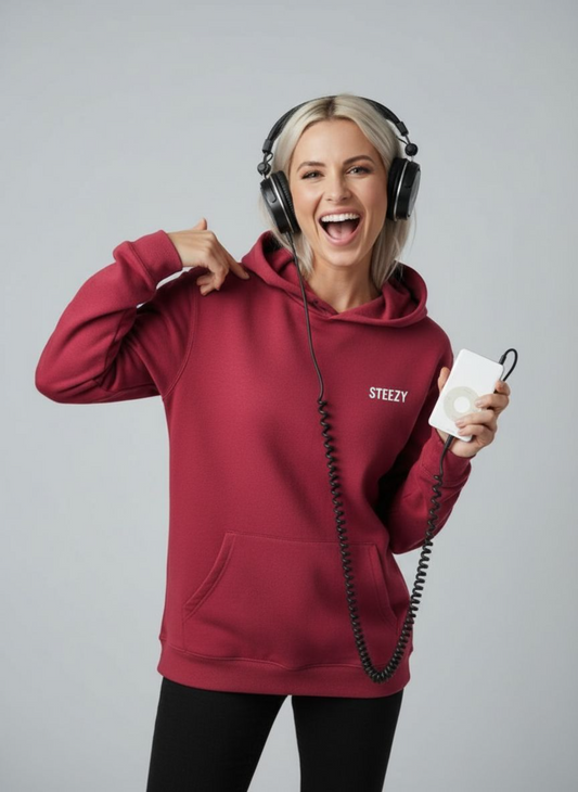 Maroon Steezy Text Left Chest Hoodie (S)