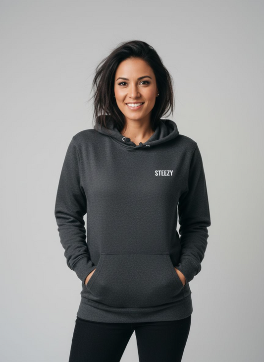 Heather Gray Steezy Text Left Chest Hoodie (S)