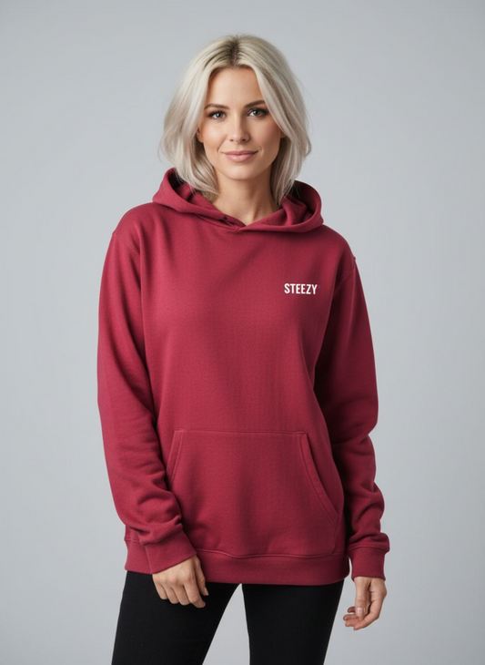 Maroon Steezy Text Left Chest Hoodie (S)