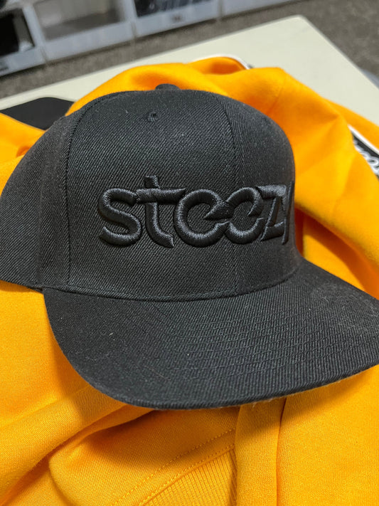 Steezy Logo Snapback Hat (Black/Black)