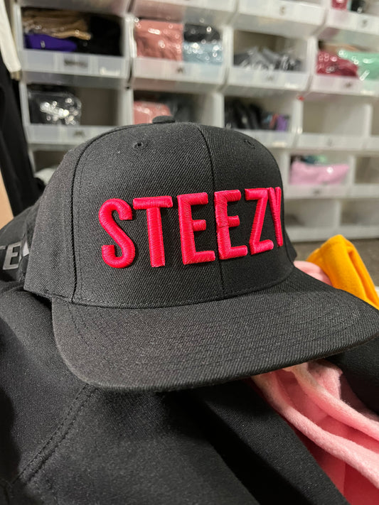 Straight Steezy Snapback Hat (Pink/Black)