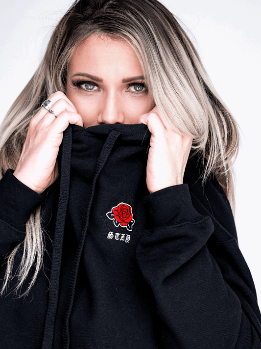 STZY Rose Embroidered Crop Hoodie - STEEZY Clothing