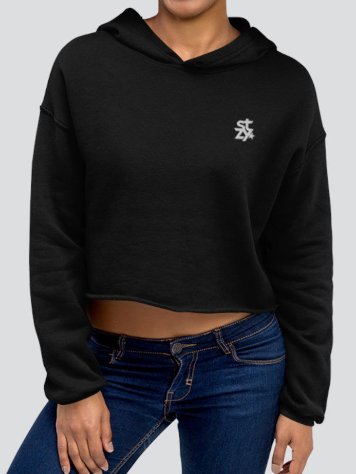 STZY Star Embroidered Crop Hoodie - STEEZY Clothing