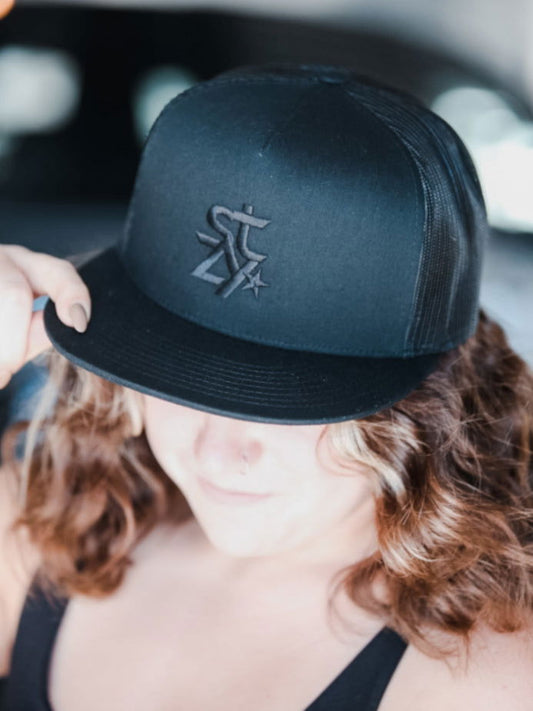 STZY Star Trucker Hat (Black/Black) - STEEZY Clothing