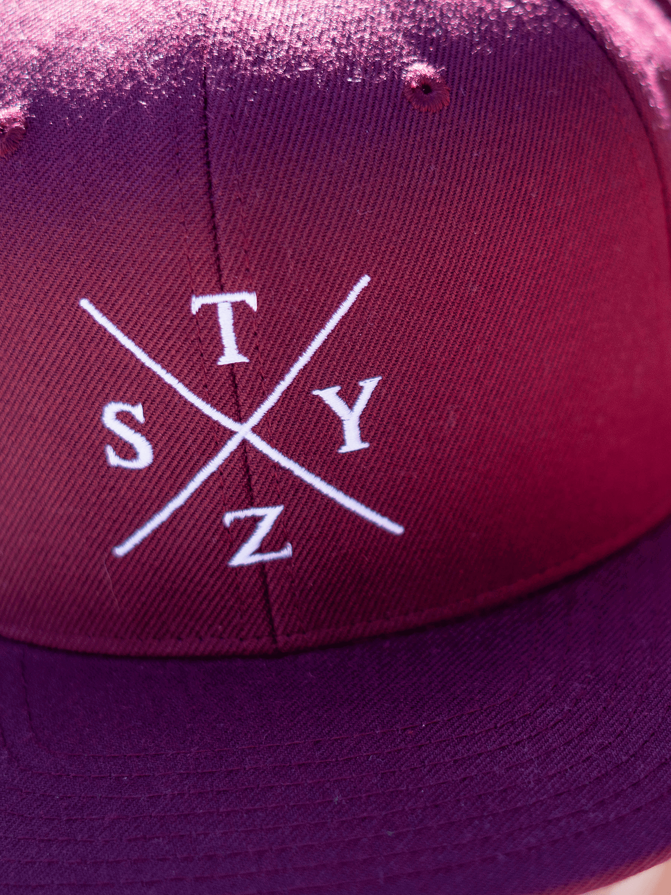 STZY X Snapback Hat (White/Maroon) - STEEZY Clothing