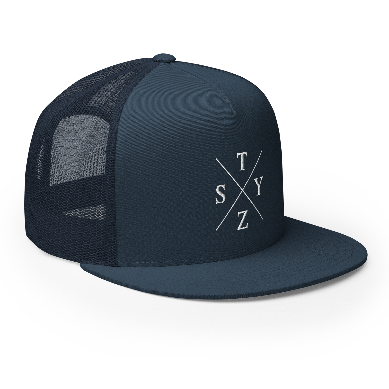 STZY X Trucker Hat (White/Navy) - STEEZY Clothing