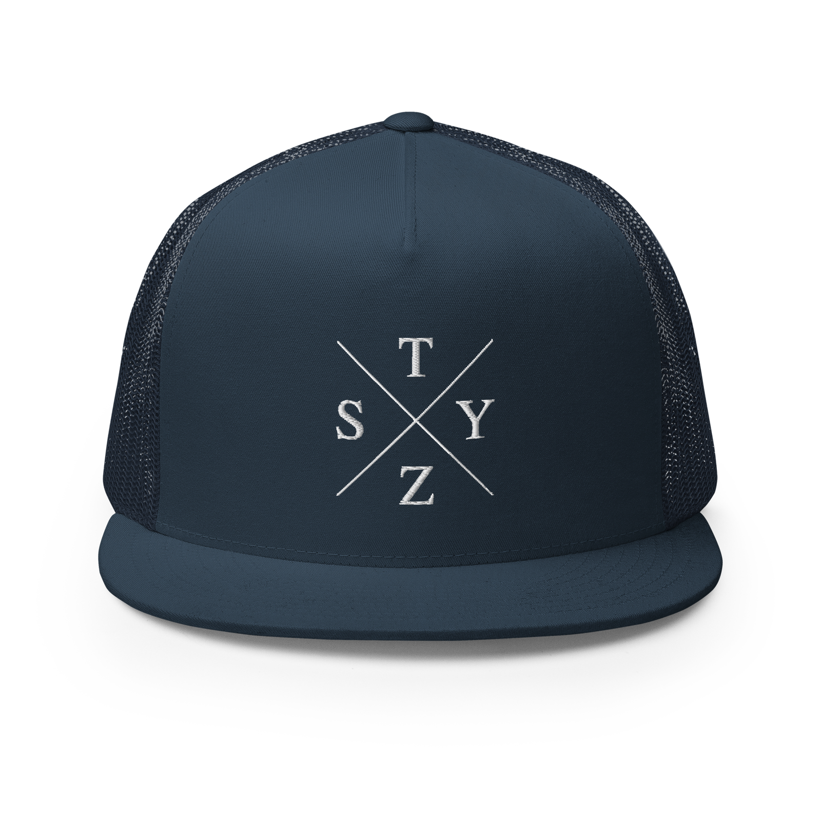 STZY X Trucker Hat (White/Navy) - STEEZY Clothing