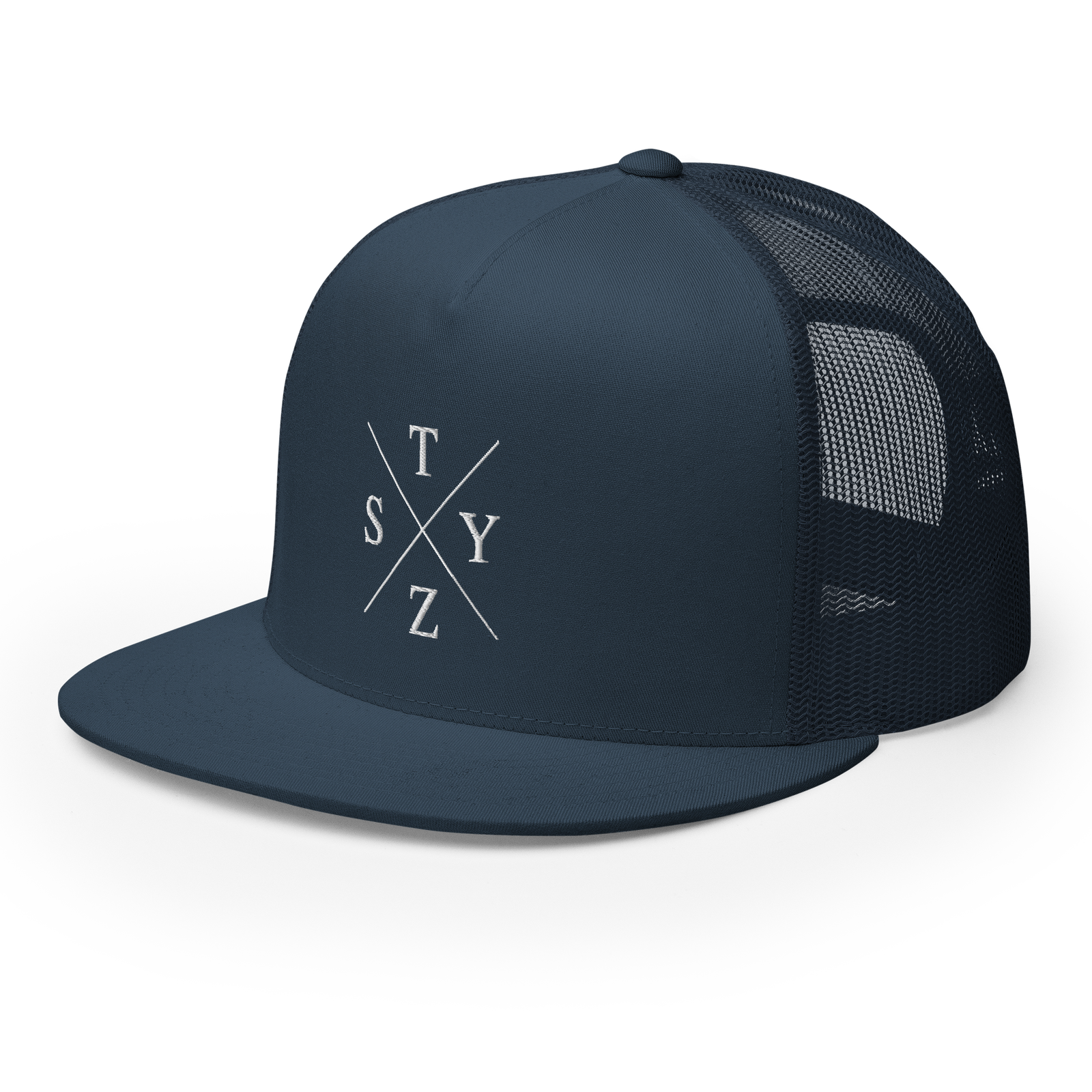 STZY X Trucker Hat (White/Navy) - STEEZY Clothing