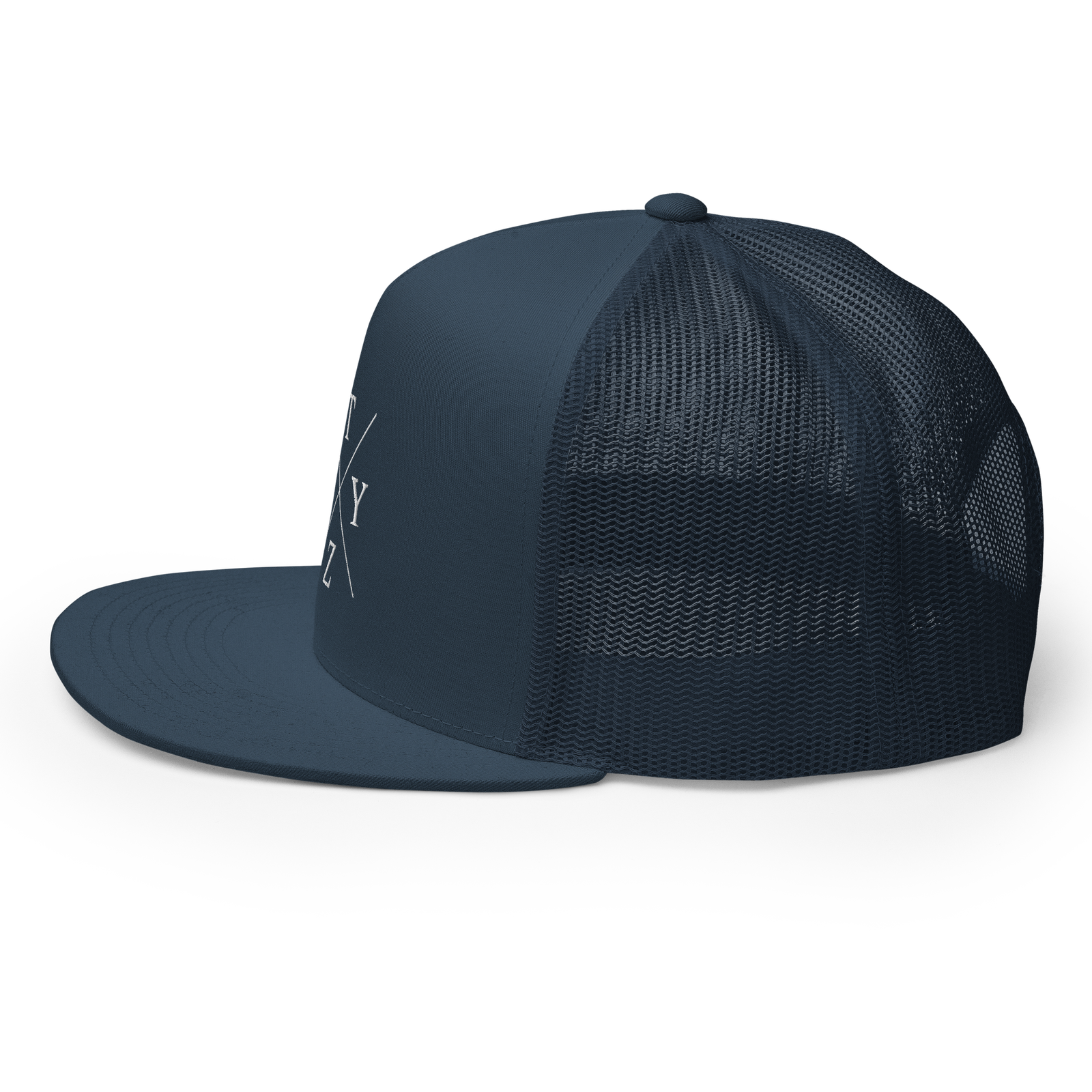 STZY X Trucker Hat (White/Navy) - STEEZY Clothing