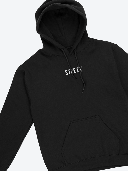 STEEZY - Steezy Text Center Embroidered Hoodie - Clothing