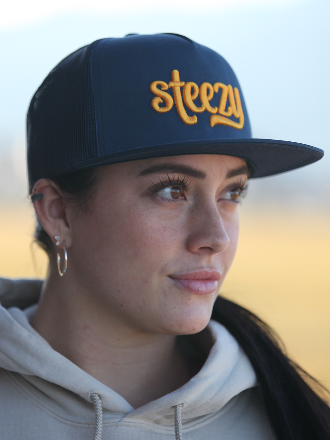 Steezy Groovy Trucker Hat (Gold/Navy) - STEEZY Clothing