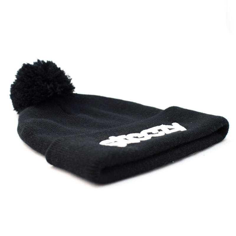"Steezy Logo" Pom Pom Beanie (Black & White) - STEEZY Clothing