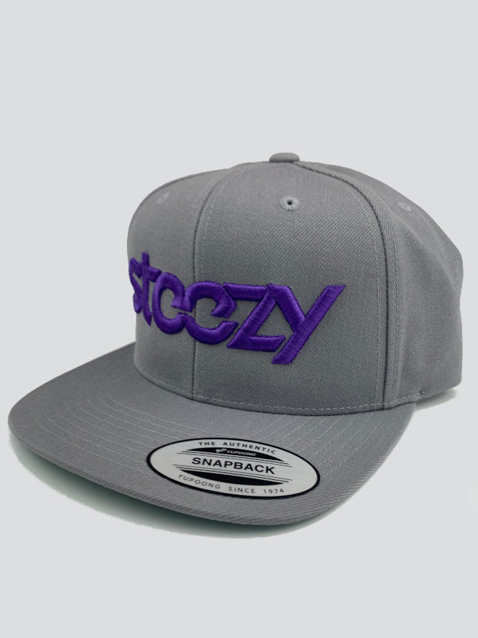 Steezy Logo Snapback Hat (Purple/Gray) - STEEZY Clothing