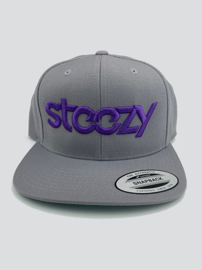 Steezy Logo Snapback Hat (Purple/Gray) - STEEZY Clothing