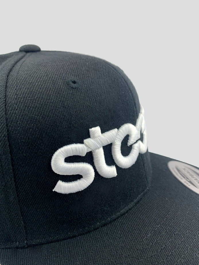 Steezy Logo Snapback Hat (White/Black) - STEEZY Clothing