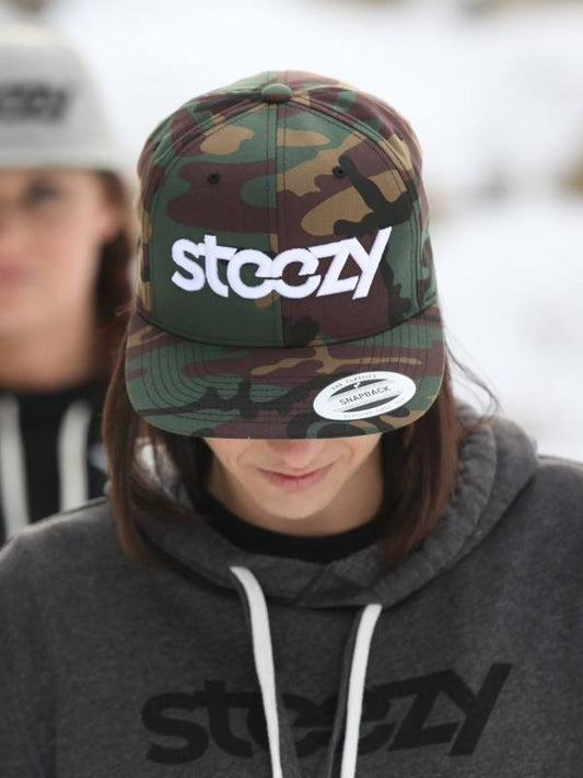 Steezy Logo Snapback Hat (White/Camo) - STEEZY Clothing