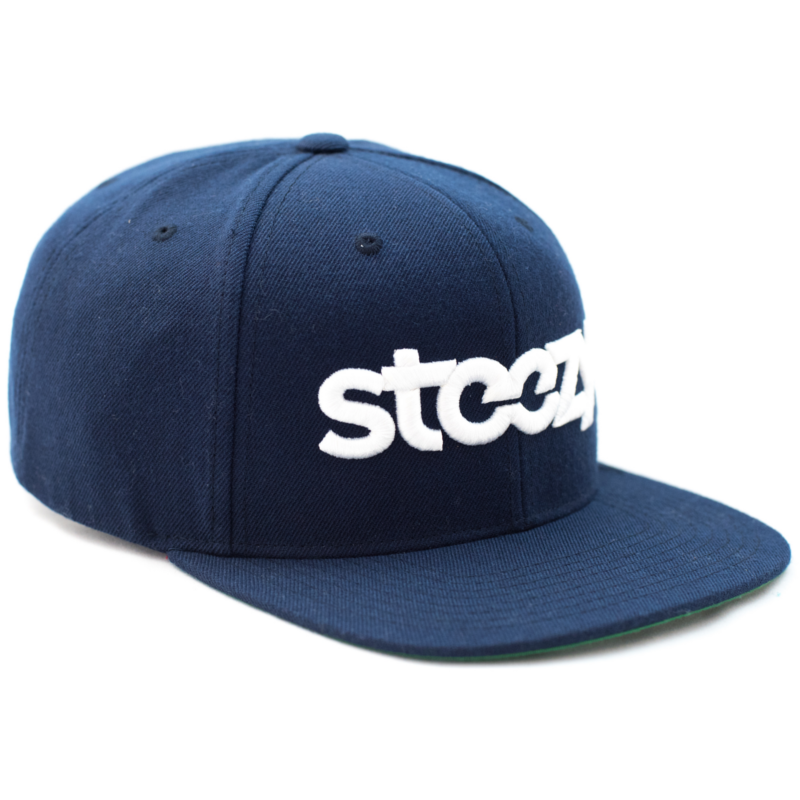 Steezy Logo Snapback Hat (White/Navy) - STEEZY Clothing